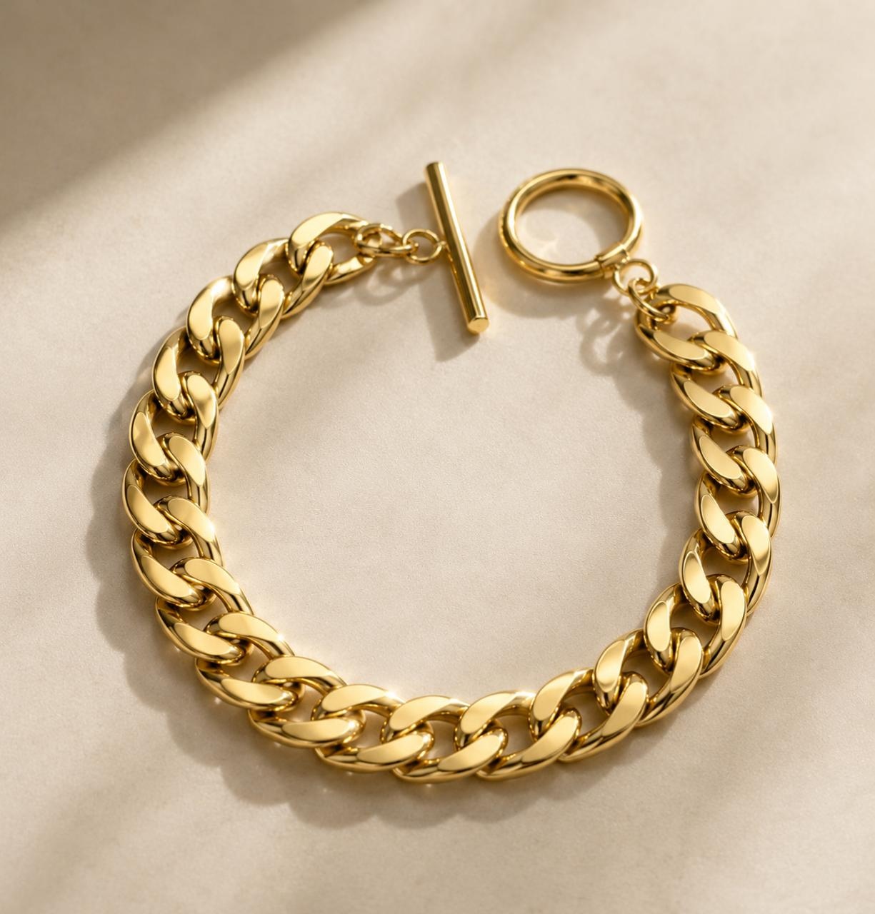 Pulsera Cubana con Broche T, fotografía 1